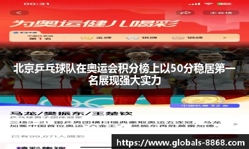 北京乒乓球队在奥运会积分榜上以50分稳居第一名展现强大实力